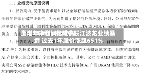 上半年净利润比较高
预增744倍!存储牛股江波龙业绩暴增 过去1年股价涨超651%