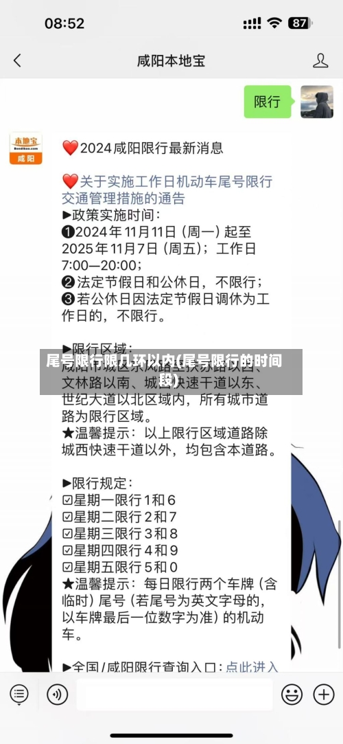 尾号限行限几环以内(尾号限行的时间段)