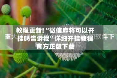 教程更新!“微信麻将可以开挂吗告诉我”详细开挂教程官方正版下载