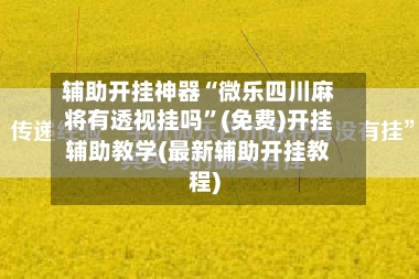辅助开挂神器“微乐四川麻将有透视挂吗”(免费)开挂辅助教学(最新辅助开挂教程)