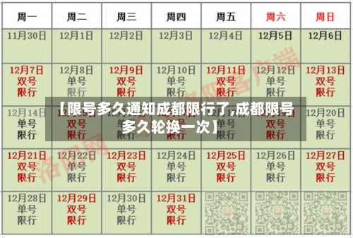 【限号多久通知成都限行了,成都限号多久轮换一次】