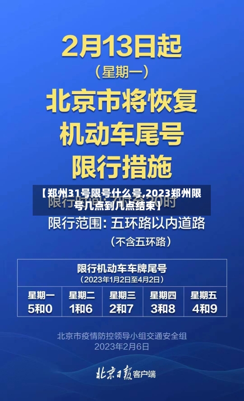 【郑州31号限号什么号,2023郑州限号几点到几点结束】